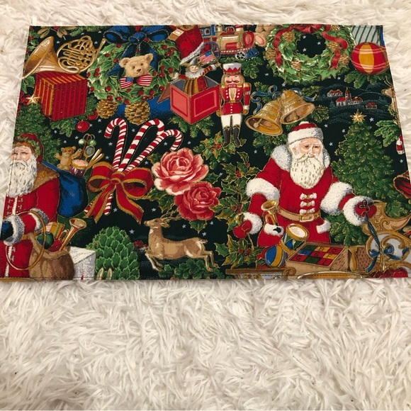 St Nicholas Santa Toys Colorful Christmas Placemats Set NWT 17x12 - Picture 3 of 5